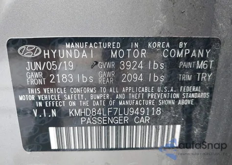 2020 Hyundai Elantra Value Edition z USA, uszkodzony, nr VIN KMHD84LF7LU949118